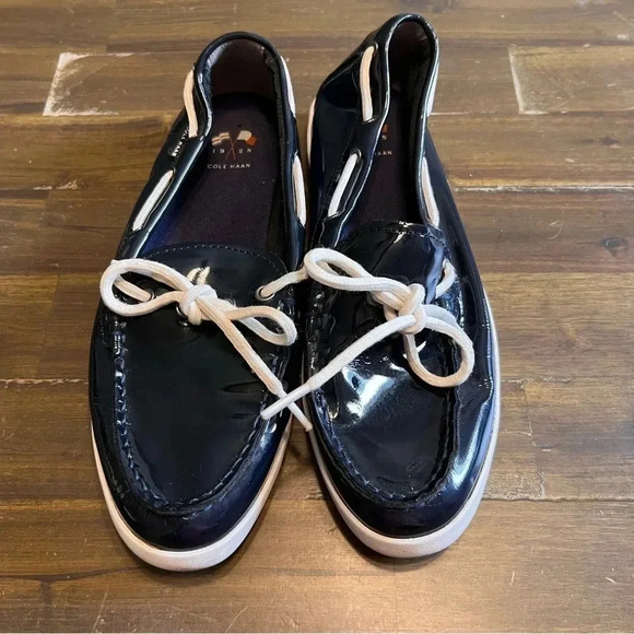 Cole Haan Nantucket Camp Patent Blue Penny Loafers Slip On Shoes Moccasins 9 - Picture 2 of 8